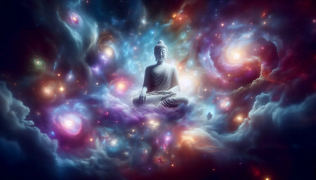 Buddha cosmic space, Ai generated imageの写真素材