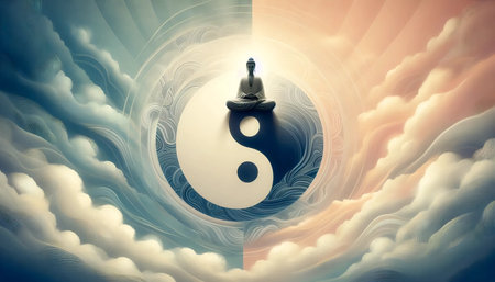 Buddha yin yang, Ai generated imageの写真素材