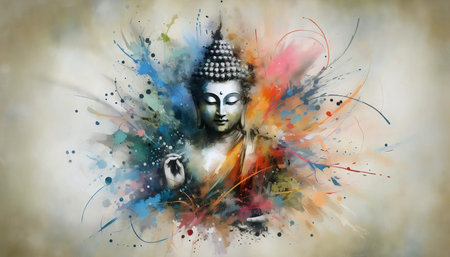 Abstract Buddha interpretation, Ai generated imageの写真素材