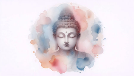 Watercolor Buddha painting, Ai generated imageの写真素材