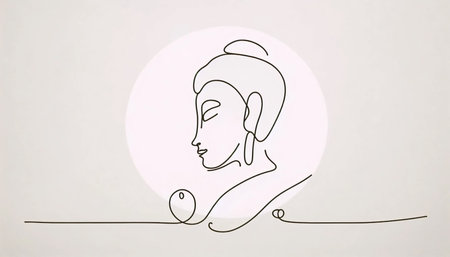 Line art Buddha, Ai generated imageの写真素材