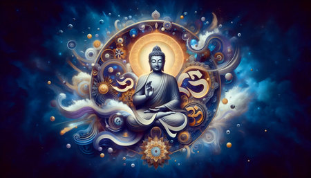 Buddha Om symbol, Ai generated image
