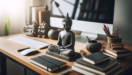Office Buddha placement, Ai generated imageの写真素材