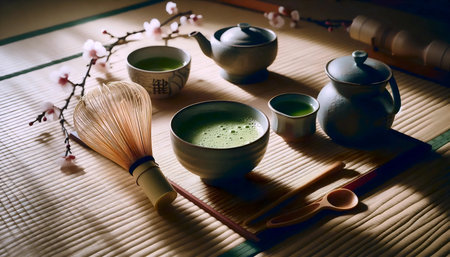 Traditional matcha preparation, Ai generated imageの写真素材