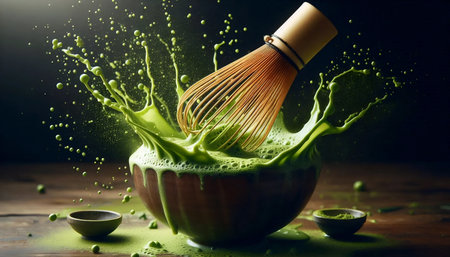 Whisking matcha bamboo, Ai generated imageの写真素材
