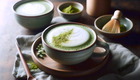 Matcha latte ceramic cup, Ai generated image