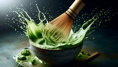 Whisking matcha bamboo, Ai generated imageの写真素材
