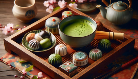 Matcha Japanese sweetsの写真素材