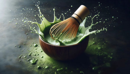 Whisking matcha bamboo, Ai generated imageの写真素材