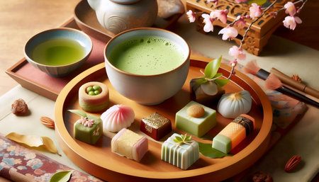 Matcha Japanese sweetsの写真素材