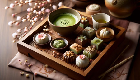 Matcha Japanese sweets, Ai generated imageの写真素材