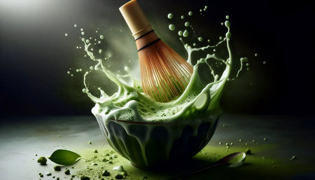 Whisking matcha bamboo, Ai generated imageの写真素材
