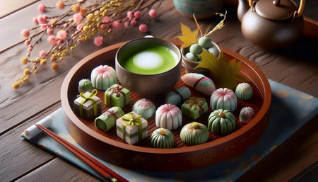 Matcha Japanese sweets, Ai generated imageの写真素材