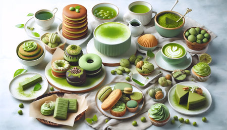 Matcha baked goods, Ai generated imageの写真素材