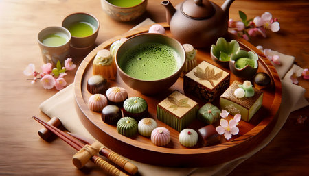 Matcha Japanese sweetsの写真素材