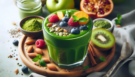 Green matcha smoothie, Ai generated imageの写真素材