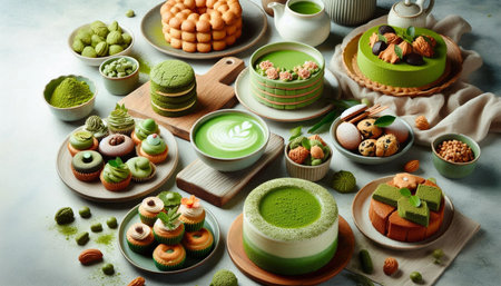 Matcha baked goods, Ai generated imageの写真素材