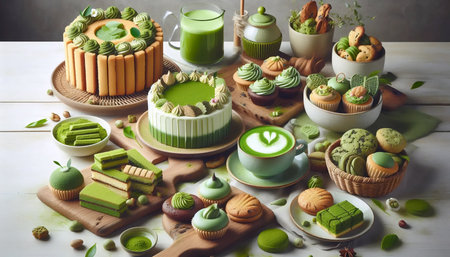Matcha baked goods, Ai generated imageの写真素材