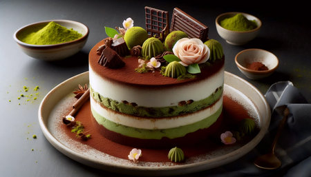 Matcha tiramisu, Ai generated imageの写真素材