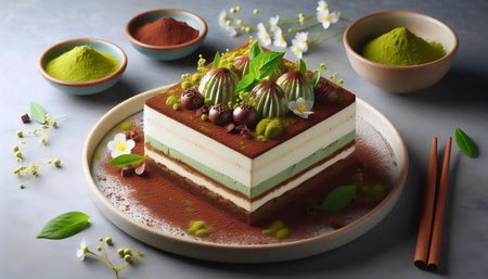 Matcha tiramisu, Ai generated imageの写真素材
