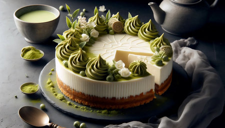 Matcha cheesecake, Ai generated image