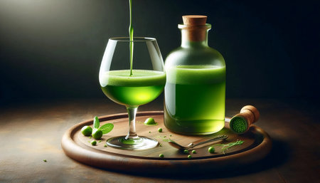 Matcha liqueur, Ai generated imageの写真素材