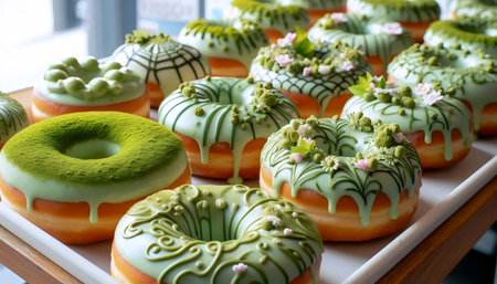 Matcha donuts, Ai generated imageの写真素材