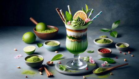 Matcha cocktail, Ai generated imageの写真素材