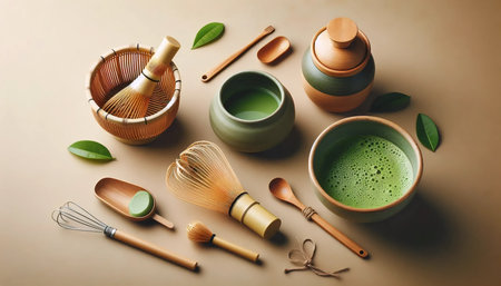 Matcha bamboo accessories, Ai generated image