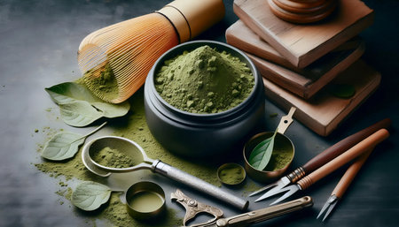 Matcha powder stack, Ai generated imageの写真素材
