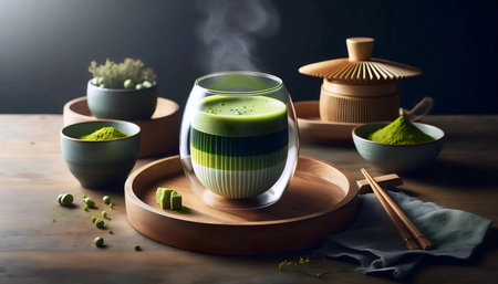 Matcha glassware, Ai generated imageの写真素材