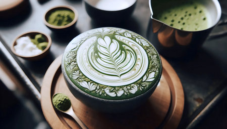 Matcha latte art, Ai generated image