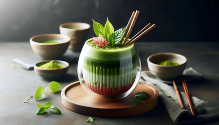 Matcha glassware, Ai generated imageの写真素材