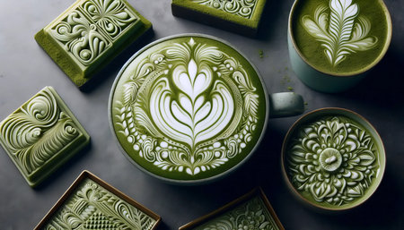 Matcha latte art, Ai generated image