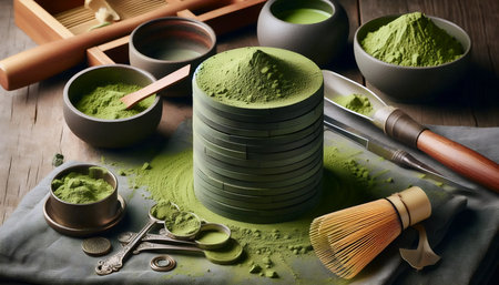 Matcha powder stack, Ai generated imageの写真素材