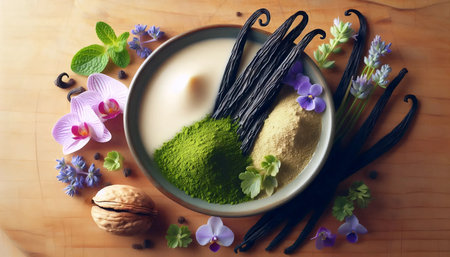 Matcha with vanilla, Ai generated imageの写真素材