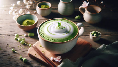 Matcha milk foam, Ai generated imageの写真素材