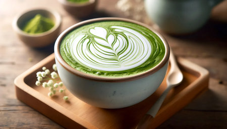 Matcha milk foam, Ai generated imageの写真素材