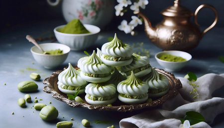 Matcha meringues, Ai generated imageの写真素材