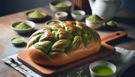 Matcha bread, Ai generated imageの写真素材