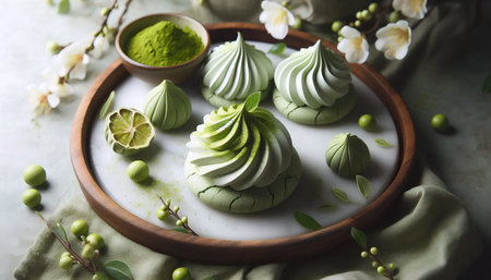 Matcha meringues, Ai generated imageの写真素材