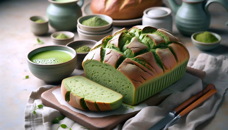 Matcha bread, Ai generated image