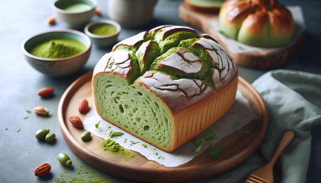 Matcha bread, Ai generated imageの写真素材