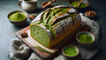 Matcha bread, Ai generated image