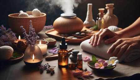 Aromatherapy massage, Ai generated imageの写真素材