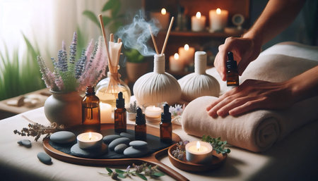 Aromatherapy massage, Ai generated imageの写真素材