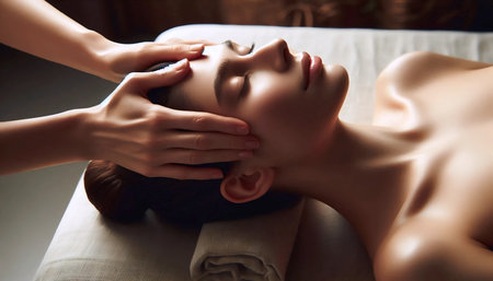Relaxing head massage, Ai generated imageの写真素材