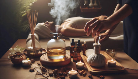 Aromatherapy massage, Ai generated imageの写真素材