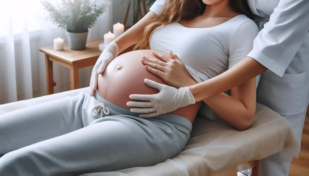 Prenatal pregnancy massage, Ai generated imageの写真素材