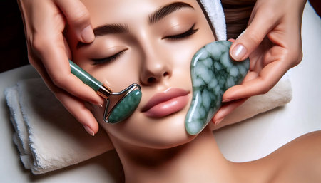 Gua sha facial massage, Ai generated imageの写真素材
